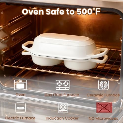 YONILL Mini Double Dutch Oven with Lid for Sourdough Bread Baking (White)