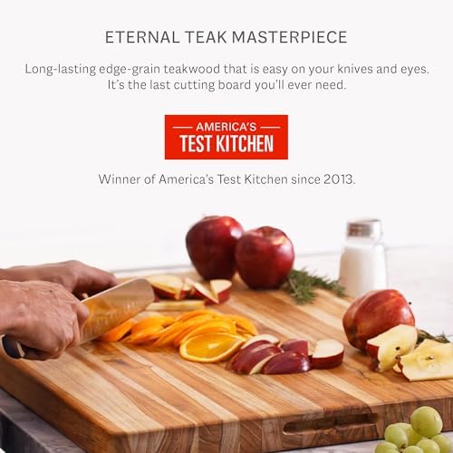 Teakhaus Cutting Board - Large (L) Teak Wood Cutting Board 20”L x 15”W x 1.5” Thick - Sustainably Harvested and FSC Certified - Knife Friendly with Natural Oil Finish