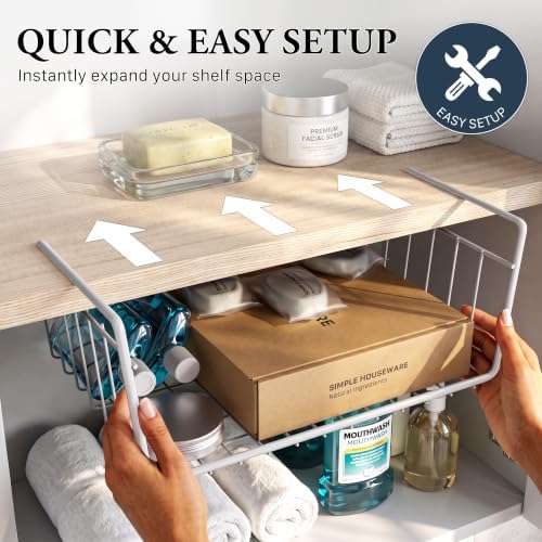 Simple Houseware 6PK Under Shelf Basket, White