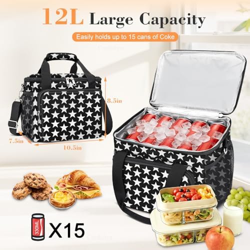 Coobiiya Insulated Lunch Box for Men & Women, Leakproof Lunch Bag Cooler Bag with 4 Pockets,Heavy Duty Lunch Bags Men Cooler Bags for Camping, Travel, Work Kayaking & Beach