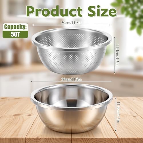 5QT Microporous Colander and Bowl Set 304 Stainless Steel Colander and Bowl