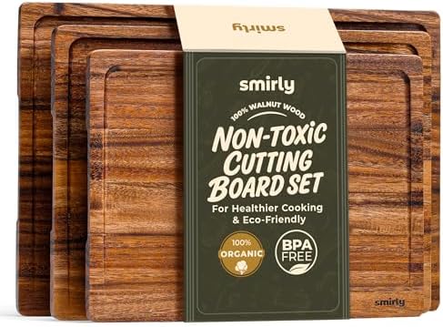 SMIRLY Walnut Cutting Board - 3 Pack Wood Cutting Boards for Kitchen