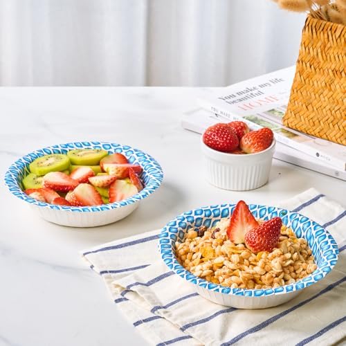 MUCHII 180 Count Paper Bowls 16 oz, Printed Soak Proof Disposable Bowls Bulk for Breakfast, Lunch, and Dinner Meals