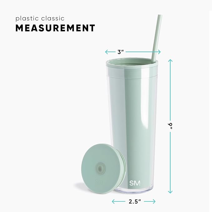 Simple Modern Plastic Tumbler with Lid and Straw | Reusable BPA Free Iced Coffee Cups Double Wall Smoothie Cup | Gifts for Women Men Him Her | Classic Collection | 24oz | Midnight Black