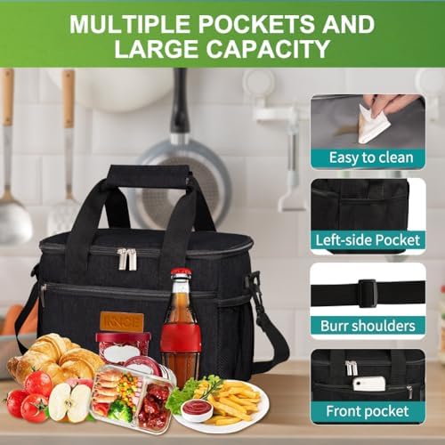 iknoe Insulated Lunch Bag, Foldable 8.5L Cooler Bag for Men & Women, Lunch Box