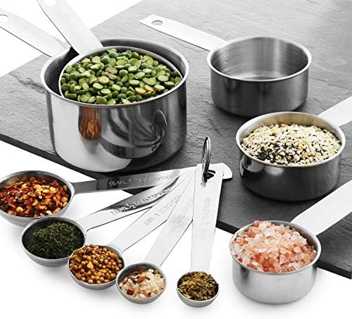 Laxinis World Stainless Steel Measuring Cups and Spoons Set, 10-Piece