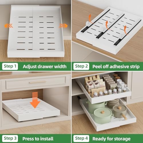PAKETA 4 Pack Expandable Pull Out Cabinet Organizer,21" Deep