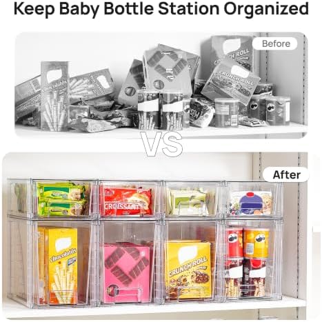 Vtopmart Clear Stackable Storage Drawers, 8 Pack Tall Organizer Set