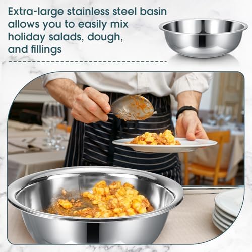 Nuogo 4 Pcs Stainless Steel Mixing Bowls Large for Salad, 24 Inch 30 Qt