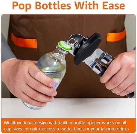 Amazon Basics Multi-function Manual Can Opener and Bottle Opener with Soft Grip Dual Handle, 22 cm, Black