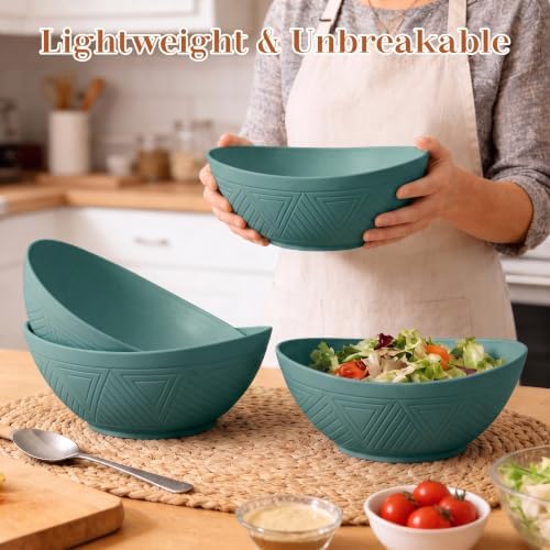 Large Soup Bowls 65 OZ - Unbreakable Serving Bowls Set of 4(Green)