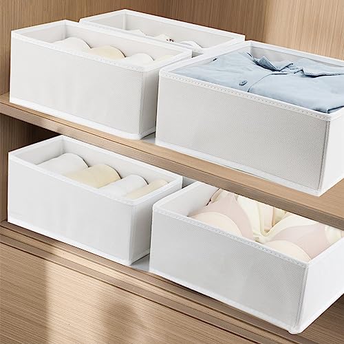 Fordonral 12 Pack Drawer Organizer Clothes, Foldable Fabric Dresser Organizer Closet Organizers and Storage Box for Underwear,Folded Clothes,Baby Clothing,Socks,Bra,Towels,Ties(12 Pack,White)