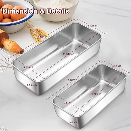 LIANYU Loaf Pans Set of 3, 1 Large (12x5 Inch) & 2 Medium (9x5 Inch)