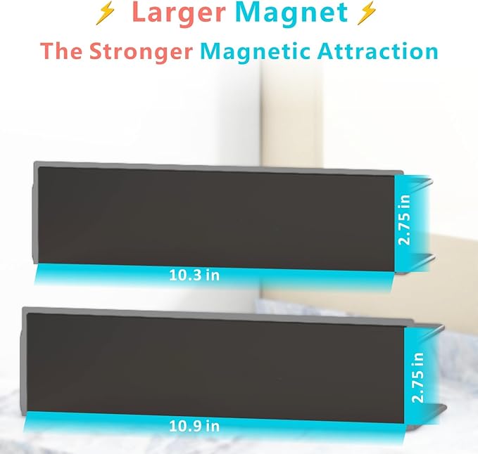 Magnetic Spice Rack For Refrigerator, Space Saving Magnetic Shelf For Fridge Black 2 Pack