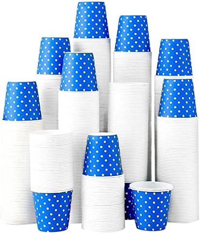 JOLLY PARTY 300Pack 3oz Blue Paper Mouthwash Cups Disposable Bathroom Cups