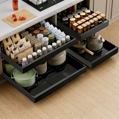 PAKETA 2 Pack Expandable Pull Out Cabinet Organizer,21" Deep