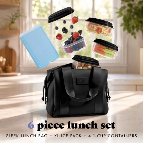 Fit & Fresh Remi Neoprene Lunch Bag for Women w/Ice Pack & Containers
