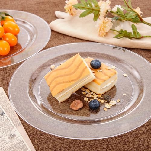 bUCLA 30PCS Clear Plastic Dinner Plates Disposable - 10.25" Heavy Duty Clear Plastic Plates for Party & Wedding