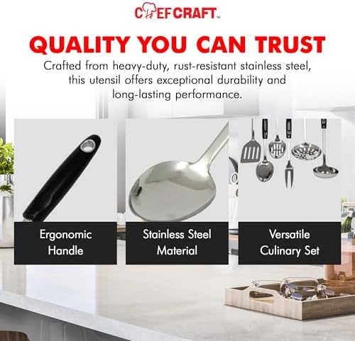 Chef Craft Select Heavy Duty Basting Spoon, 12 inch, Stainless Steel