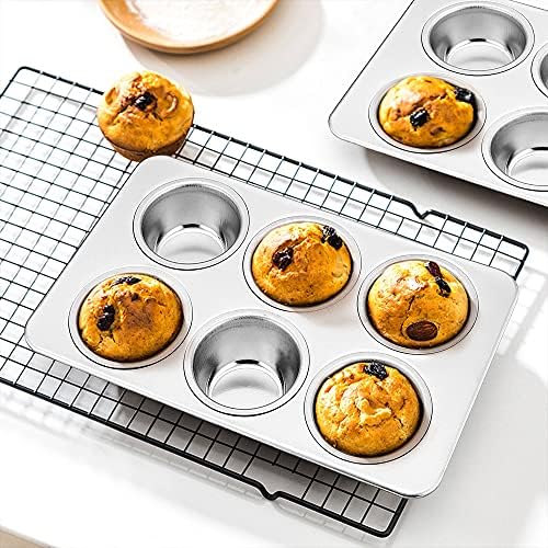 TeamFar Muffin Pan Set of 4, 6 Cup Muffin Tins Pans For Baking
