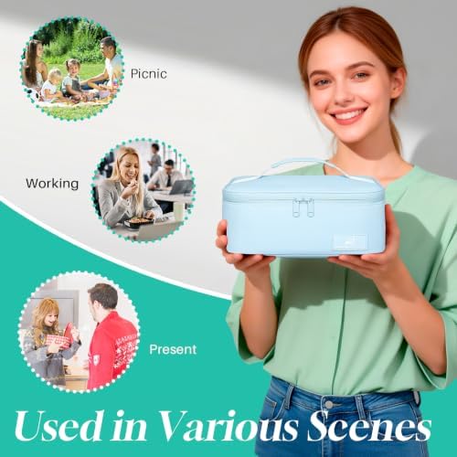 NOL Natural Organic Lifestyle Insulated Lunch Bag for Adults –Compact Cooler Lunch Box with Food-Grade Lining, Waterproof Lunch Bag for Work, Travel | Portable Thermal Meal Tote with Handle,Light blue
