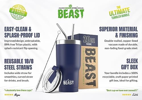 Beast 20 oz Tumbler Stainless Steel Vacuum Insulated Coffee Ice Cup Double Wall Travel Flask (Royal Blue)