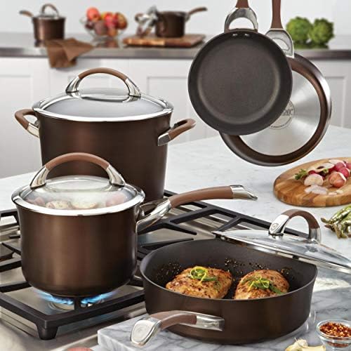 Circulon Symmetry Non Stick Pots and Pans Set, 11-Piece, Chocolate