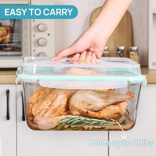 Vtopmart Extra Large Glass Food Storage Containers, 6.5L/220oz/27.5cup
