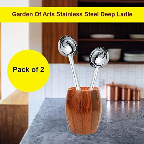 28cm Soup Ladle Stainless Steel (Pack of 2) - Deep Metal Ladle for Cooking & Serving - Heavy Duty Kitchen Ladel - Dishwasher Safe Stainless Steel Ladle for Soups & Stews