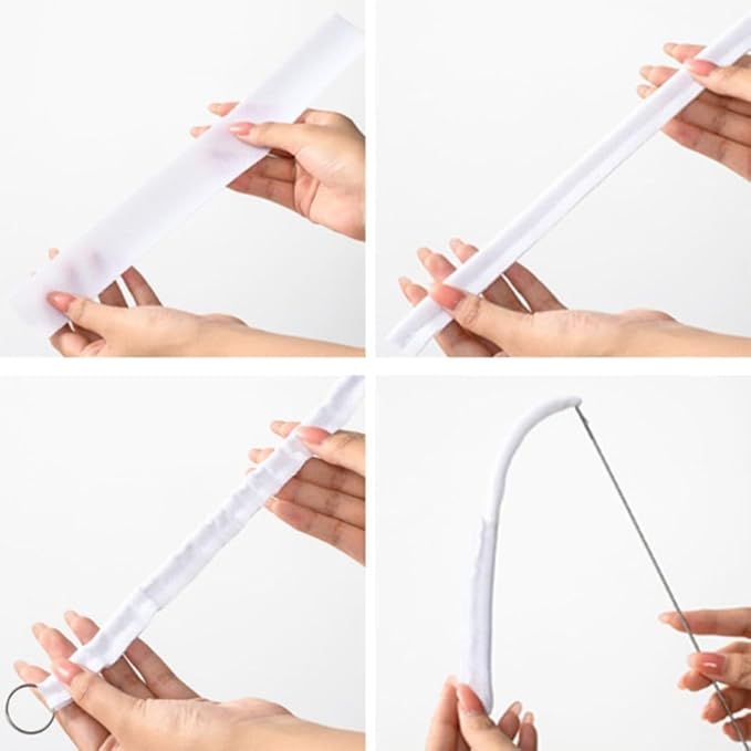 BWESOO Silver Sewing Loop Turner Hook Stainless Steel Loop Turner Fabric Tube Straps Belts Strips Sewing Loop Sewing Tools Knitting Accessories(Long Type) for Arts, Crafts and Sewing