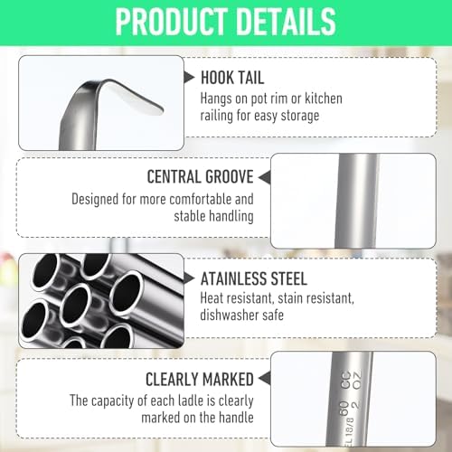 12 Pieces Stainless Steel Soup Ladle Sturdy Soup Ladle with Long Handles Portion Control Serving Spoons for Cooking Soup Sauce Kitchen Home(2 oz)