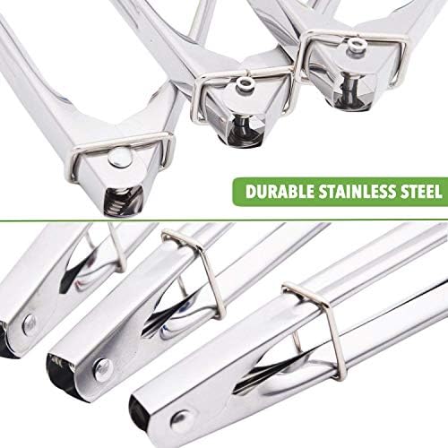 HINMAY 7-Inch Stainless Steel Tongs with Silicone Tips, Set of 3 (Purple)