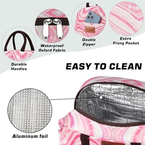 BALORAY Lunch Bag for Women Men Adult Lunch Box (Shimmery Pink), M