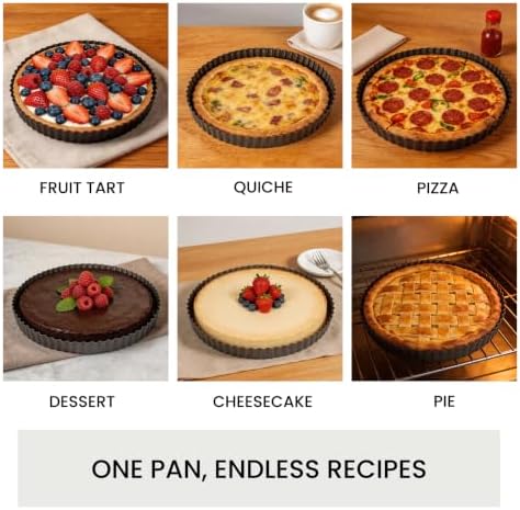 LISI 9 Inch Tart Pans with Removable Bottom, Nonstick Carbon Steel