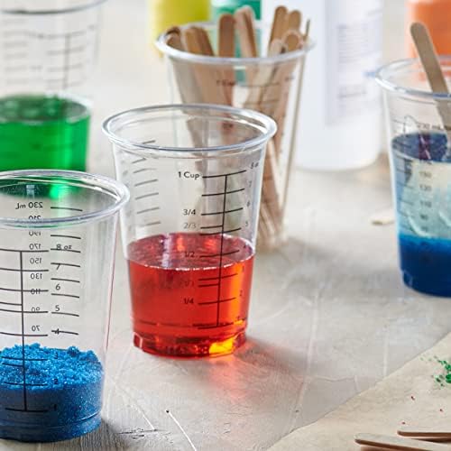 GUSTO 10 oz Clear Plastic Measuring Cups [25 Count] Disposable Multipurpose Cups for Baking, Cooking, Resin & Mixing (Formerly Comfy Package)