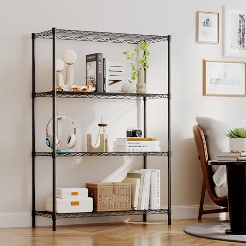 BestOffice | 4-Tier Wire Shelf | 36" x 14" x 54" | Black