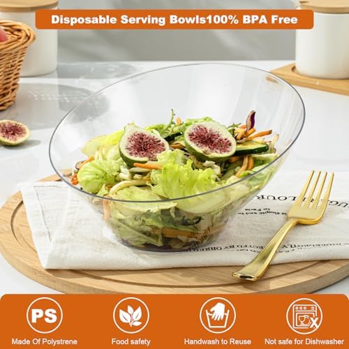 Goodluck 12 Pack Clear Plastic Serving Bowls for Party - 20 OZ