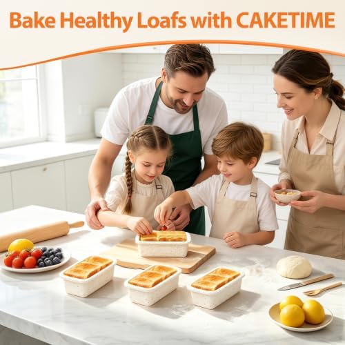 CAKETIME Silicone Mini Loaf Pans - Baking Pans Set for 5.7 x 3.3 Loaf