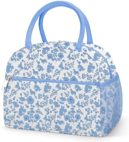 Coobiiya Lunch Bag Lunch Box for Women Men, Reusable Cute Corduroy Lunchbag - Leakproof, Insulated LunchBox Tote with Large Capacity