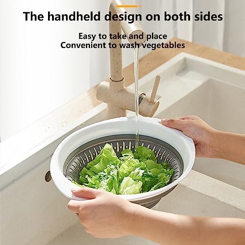 Collapsible Colander and Strainer,Silicone Strainer Colanders & Food Strainers,for Vegetable and Fruit, Kitchen Essentials (2, White, 2.5L+2.5L)