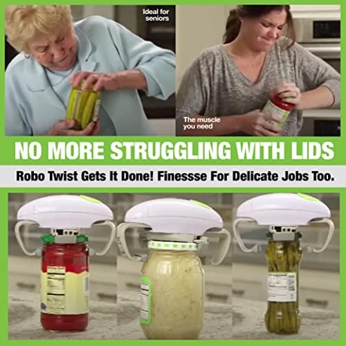 Robotwist Automatic Jar Opener,Deluxe Model with Improved Torque,Robo Twist Kitchen Gadgets for Home,Electric Handsfree Easy Jar Opener – Works on All-Jar Sizes,As Seen on TV,(Pack of 6)