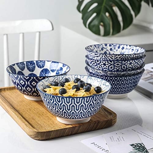 Selamica Ceramic 20 Oz Cereal Bowls Set of 6, 6 inch Soup Bowls
