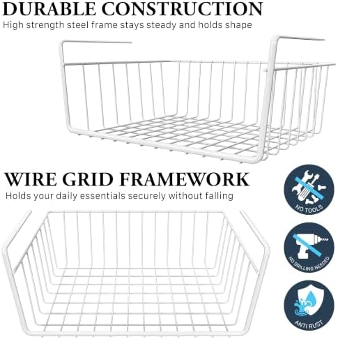 Simple Houseware 6PK Under Shelf Basket, White