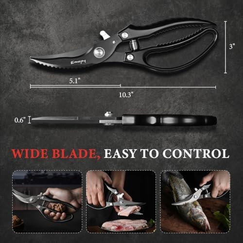Emojoy All-Metal Kitchen Poultry Shears with Titanium Coated Blades