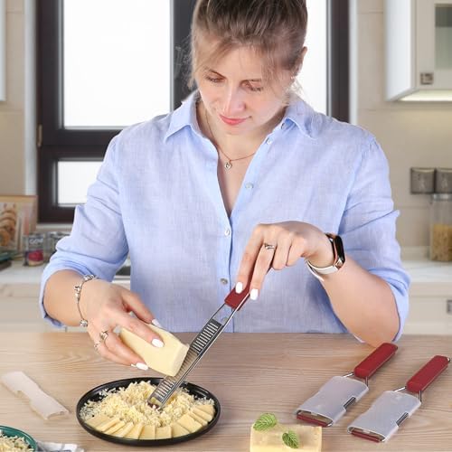 Cambom Cheese Grater Citrus Zester Lemon Zester, Pack of 3, Red