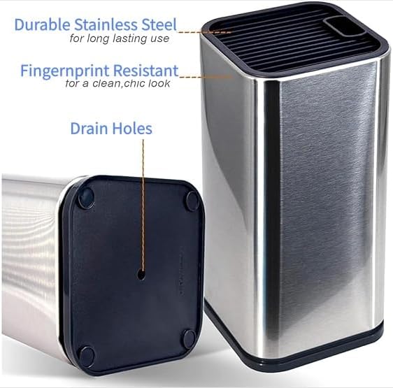 Kitchen Knife Holder,Stainless Steel Universal Knife Block Holder,Edge-Protect Knife Storage Organizer,Space-Saving Knife Storage Countertop, Slotless Knife Holder Storage for Kitchen Counter