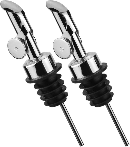 MEETSWEET Olive Oil Dispenser with Spout, 304 Stainless Steel Automatic Opening and Closing Spout, 2pcs Wine Stopper for Home Use