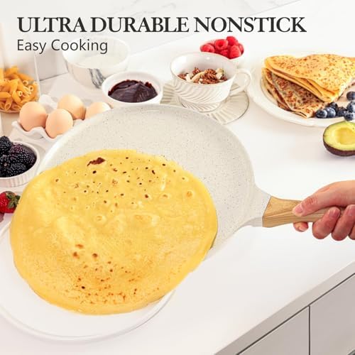 SENSARTE 10 Inch Nonstick Crepe Pan Ceramic Coating Pancake Pan White