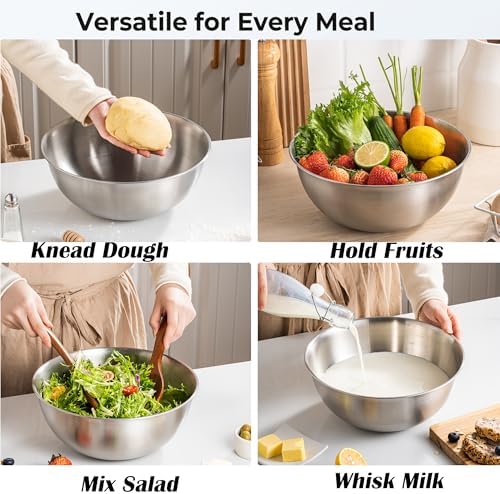 HAPPY KIT 18/8 Stainless Steel Colander with Mixing Bowl, 3.5QT