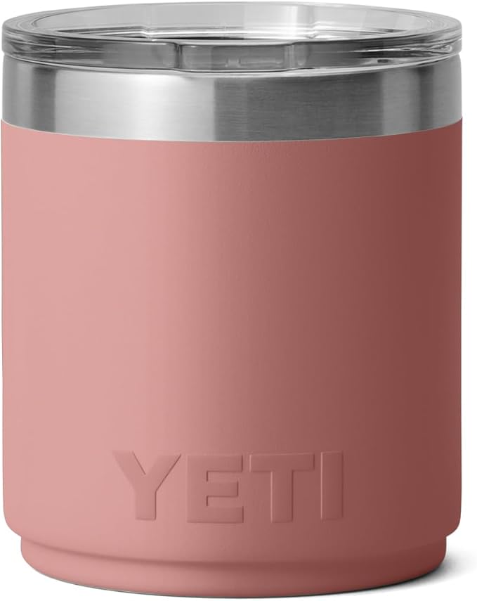 YETI Rambler 10 oz Stackable Lowball 2.0, Vacuum Insulated, Stainless Steel with MagSlider Lid, Sandstone Pink